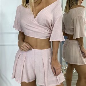 Pink short set